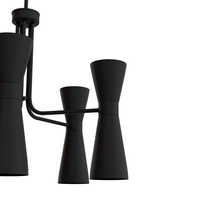 Hunter Zola Flat Matte Black 10 Light Chandelier Ceiling Light Fixture - Jasmine Roth Collection