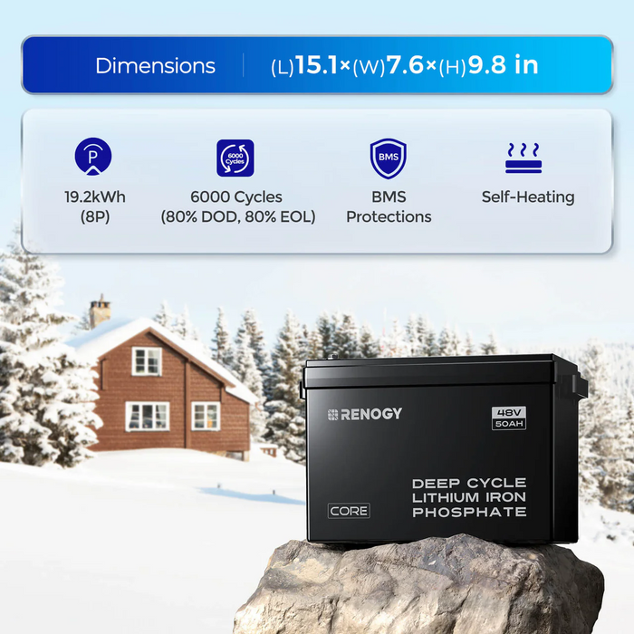 Renogy Core - 48V 50Ah Smart Lithium Iron Phosphate Battery w/Self-heating - RBT4850LFPSHx4