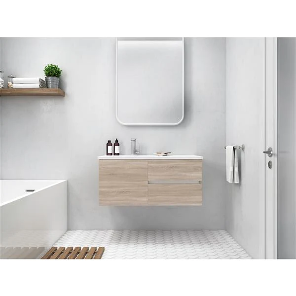 Cutler Kitchen & Bath Beachwood Collection ORGANIC 42 inch Wall Mount Modern Bathroom Vanity FV BW ORGANIC42