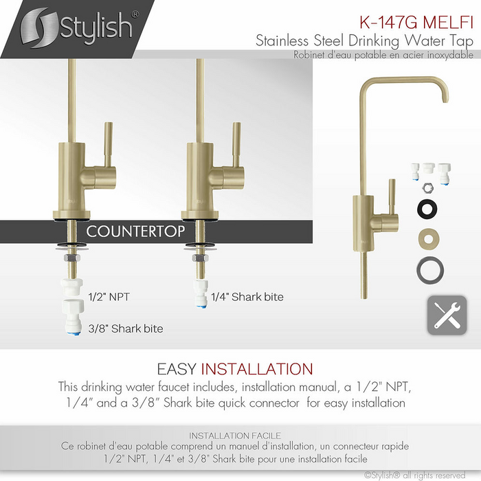 Stylish Riva Pull Down Kitchen Faucet & Water Tap in Brushed Gold - K148GK147G