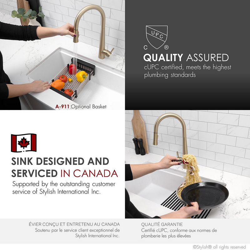 Stylish CANMORE 32" Dual Mount Workstation Single Bowl Composite Granite Kitchen Sink with Built in Accessories