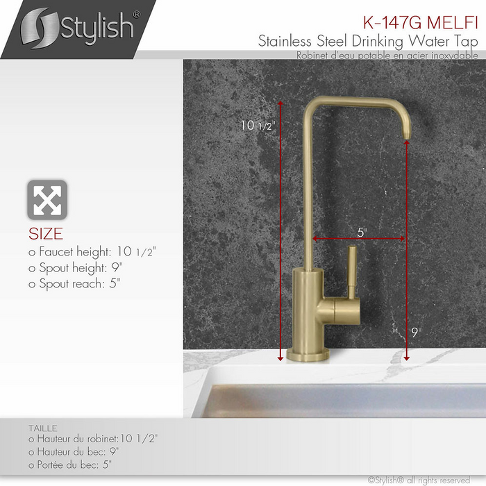 Stylish Riva Pull Down Kitchen Faucet & Water Tap in Brushed Gold - K148GK147G