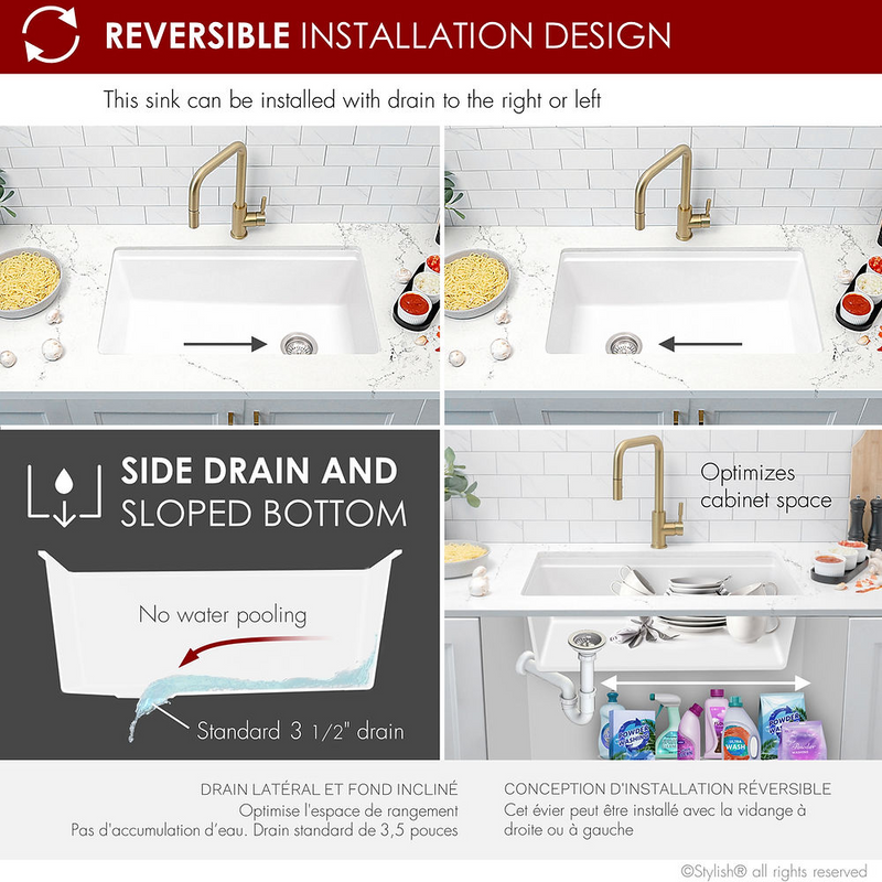 Stylish CANMORE 32" Dual Mount Workstation Single Bowl Composite Granite Kitchen Sink with Built in Accessories
