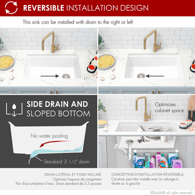 Stylish KINBROOK 28" Dual Mount Workstation Single Bowl Composite Granite Kitchen Sink with Built in Accessories