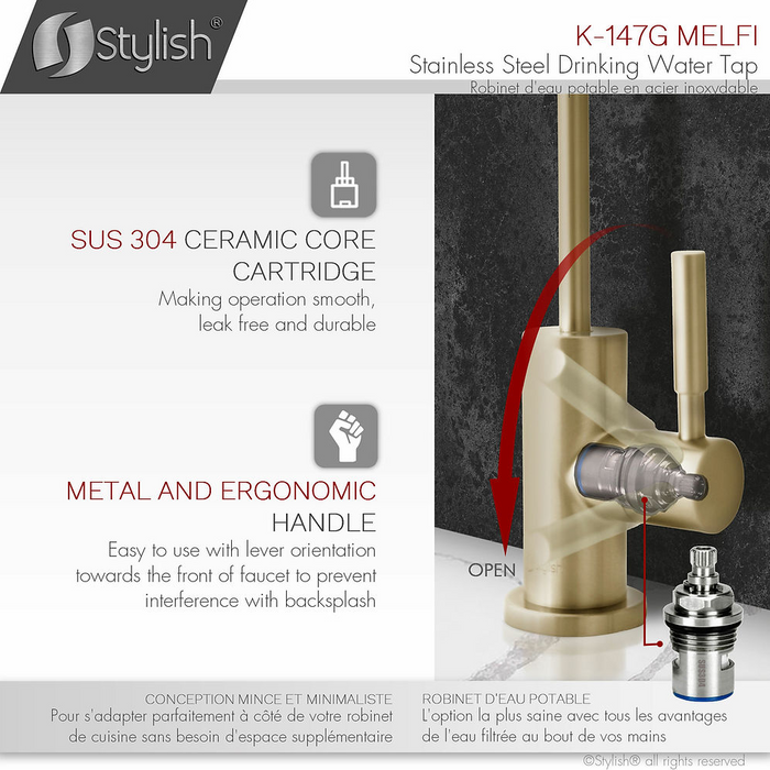 Stylish Riva Pull Down Kitchen Faucet & Water Tap in Brushed Gold - K148GK147G