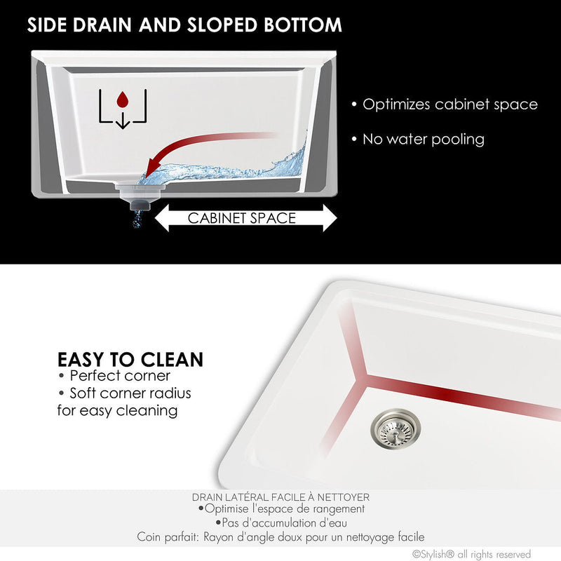 Stylish 30" BRONTE S-830WH Farmhouse/Apron White Composite Granite Workstation Single Bowl Kitchen Sink