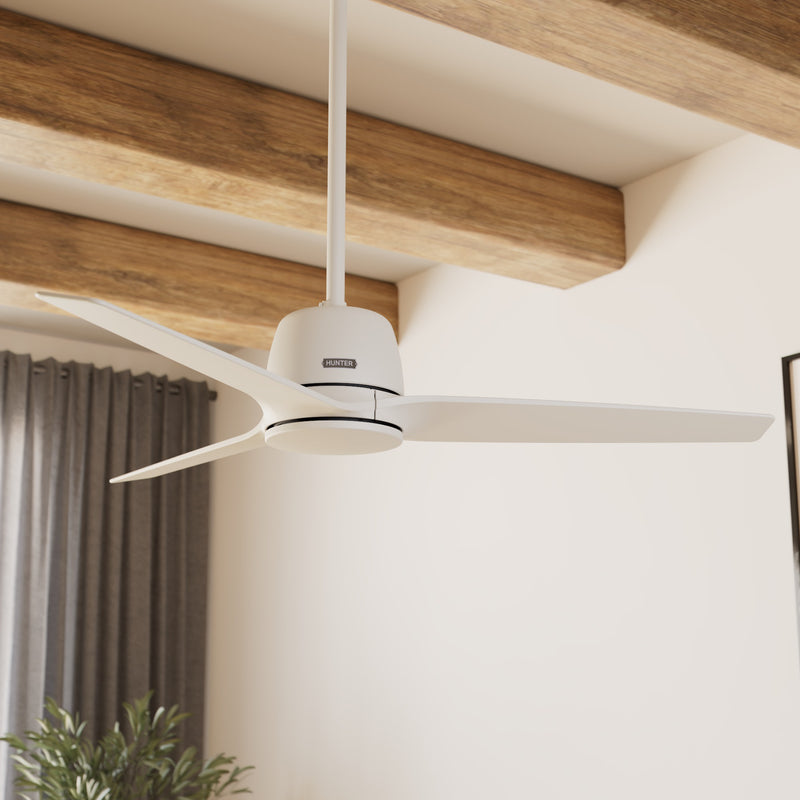 Hunter 52 inch Malden Matte White Ceiling Fan and Handheld Remote - Jasmine Roth Collection