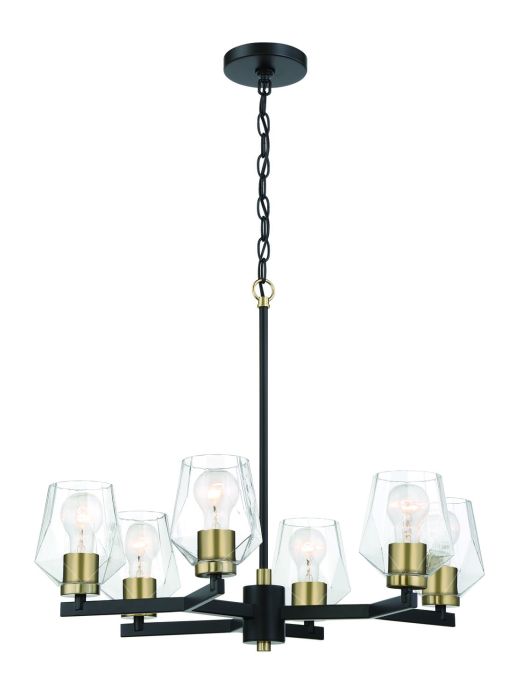 Craftmade Avante Grand 6 Light 23 inch Flat Black and Satin Brass Chandelier Ceiling Light - 56926-FBSB