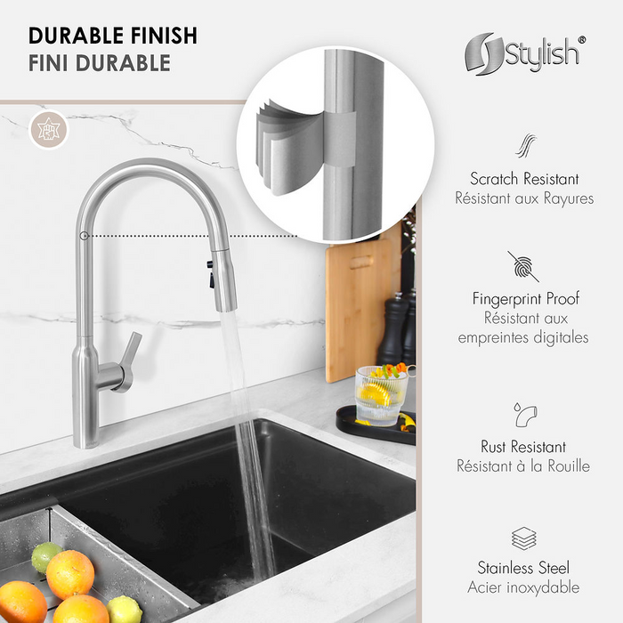 Stylish Napolo Single Handle Pull Down Kitchen Faucet