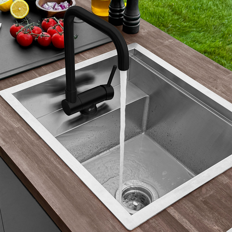 Stylish WAPTA 20" Dual Mount Workstation Single Bowl Utility Sink with Dura-Tek Accessories and Stainless Steel Matte Black Faucet - S-520C2