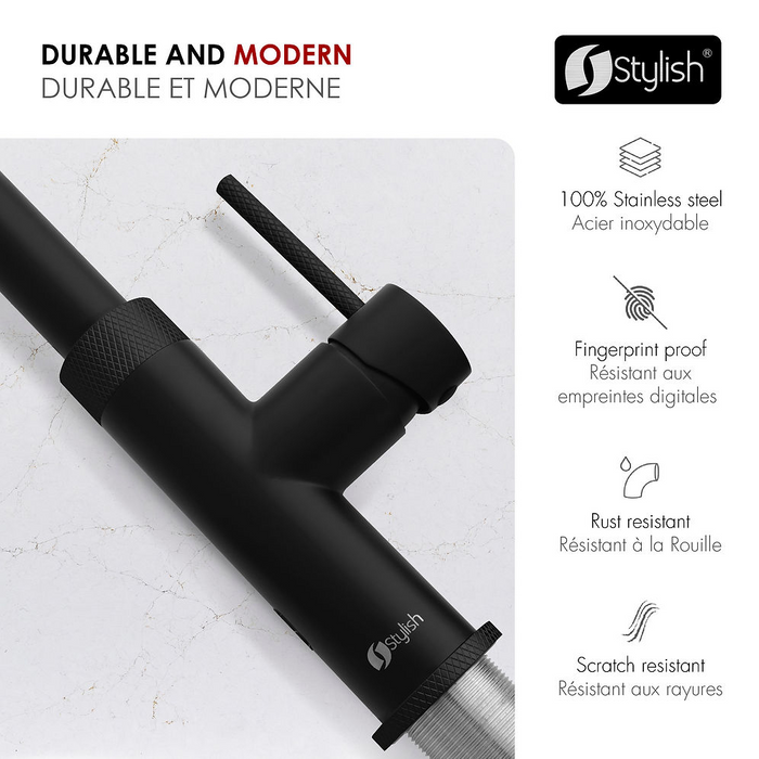 Stylish Gela Single Handle Pull Down Touchless Kitchen Faucet in Matte Black - K-150NM