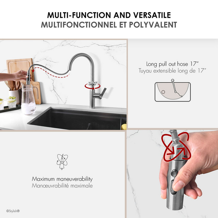 Stylish Napolo Single Handle Pull Down Kitchen Faucet