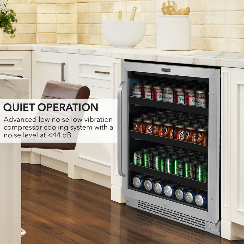 Whynter BBR-148SB 24 inch Built-In 140 Can Undercounter Stainless Steel Beverage Refrigerator with Reversible Door