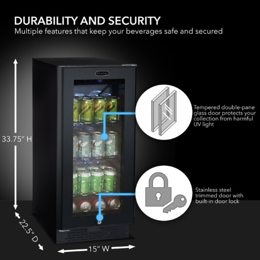 Whynter Built-in Black Glass 80-can capacity 3.4 cu ft. Beverage Refrigerator