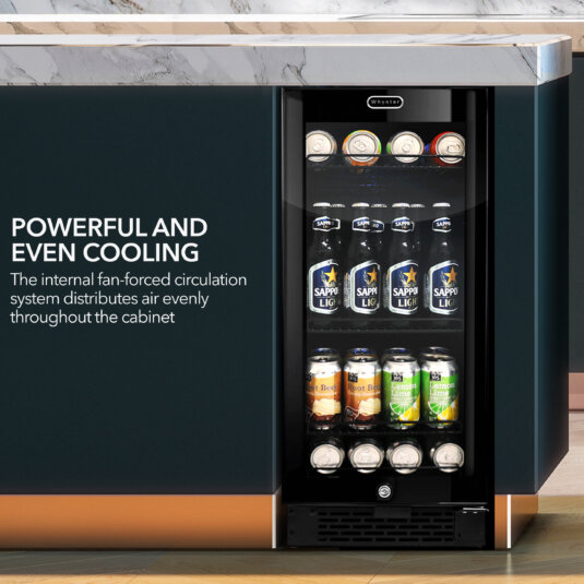 Whynter Built-in Black Glass 80-can capacity 3.4 cu ft. Beverage Refrigerator