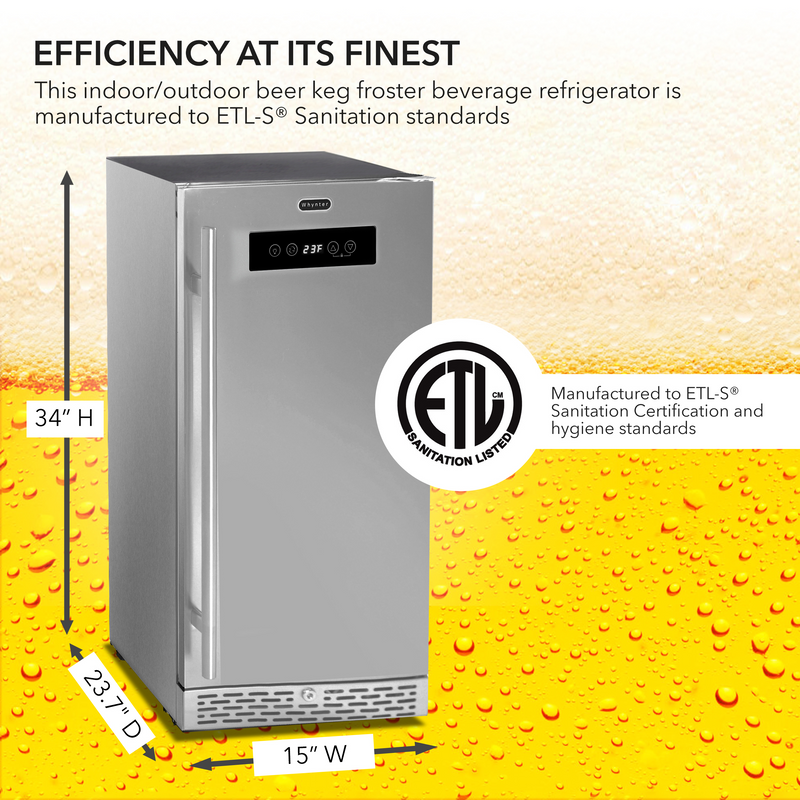 Whynter Stainless Steel Built-in or Freestanding 2.9 cu. ft. Beer Keg Froster Beverage Refrigerator with Digital Controls