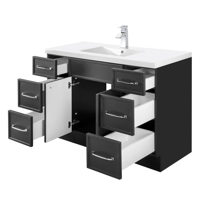 Cutler Manhattan 48” Black Single Sink Freestanding Bathroom Vanity MANBLK48SBT
