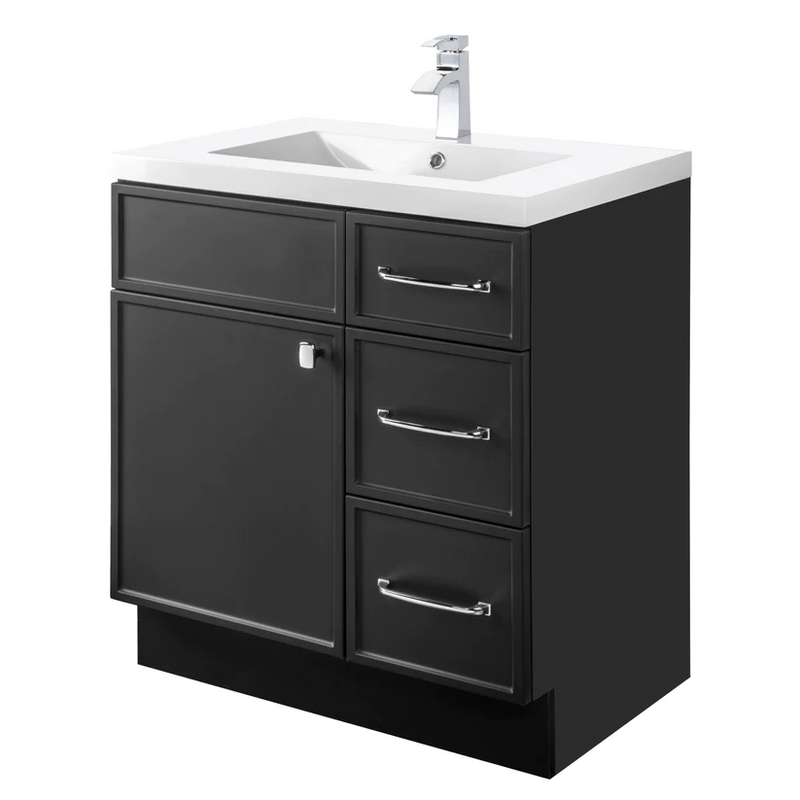 Cutler Manhattan 30” Black Single Sink Freestanding Bathroom Vanity MANBLK30RHT