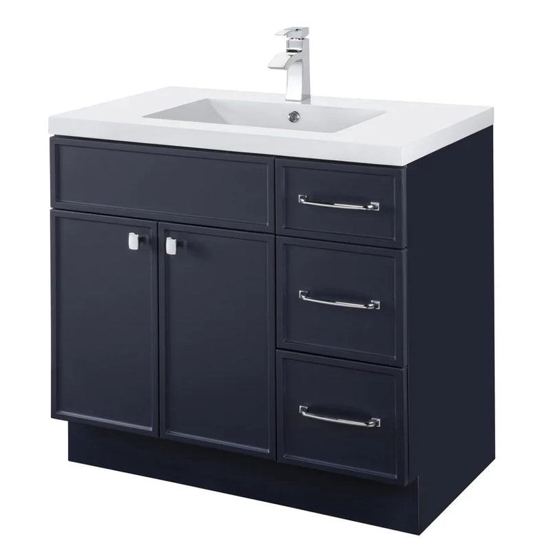 Cutler Manhattan 36” Blue Single Sink Freestanding Bathroom Vanity MANBLU36RHT
