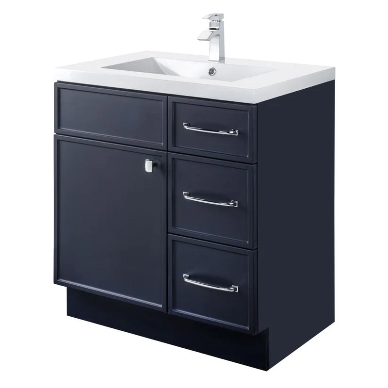 Cutler Manhattan 30” Blue Single Sink Freestanding Bathroom Vanity MANBLU30RHT