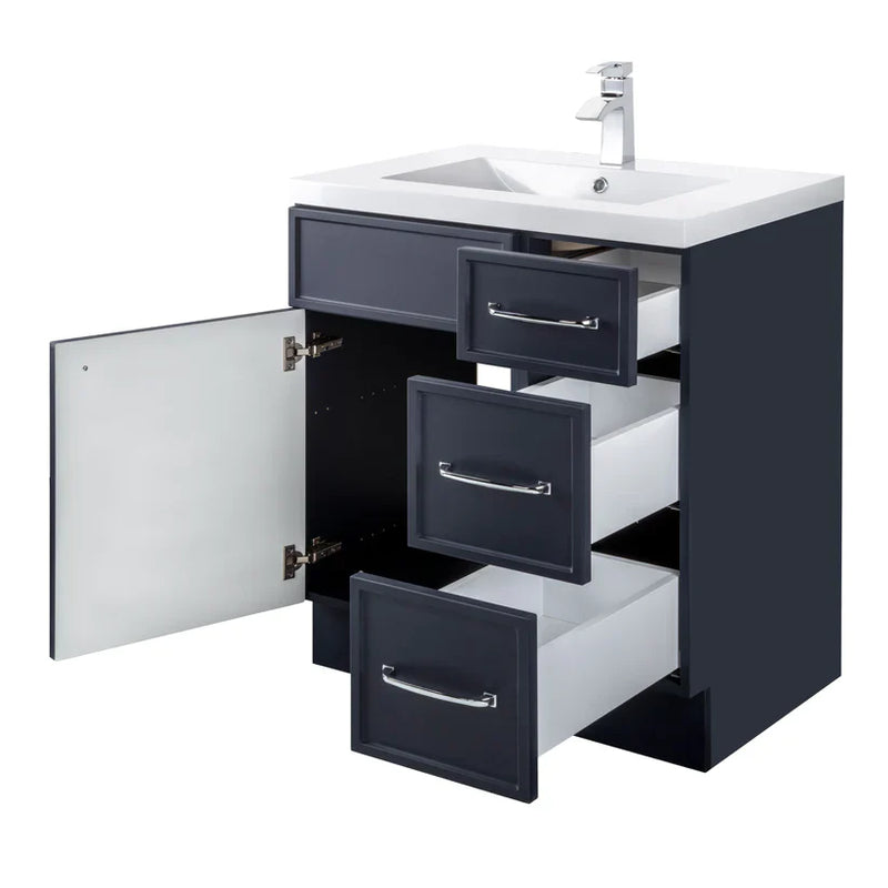 Cutler Manhattan 30” Blue Single Sink Freestanding Bathroom Vanity MANBLU30RHT