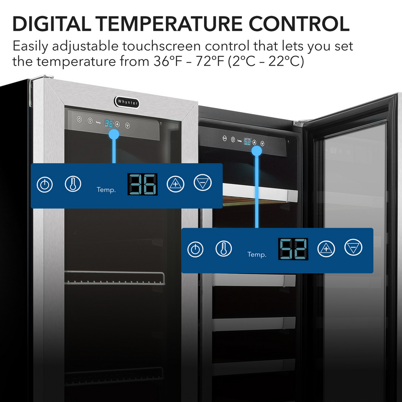 Whynter 30″ Built-In French Door Dual Zone 33 Bottle Wine Refrigerator 88 Can Beverage Center