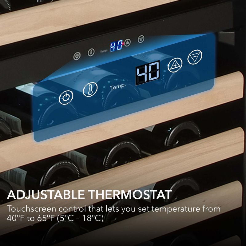 Whynter 100 Bottle Built-in Stainless Steel Compressor Wine Refrigerator with Display Rack and LED display