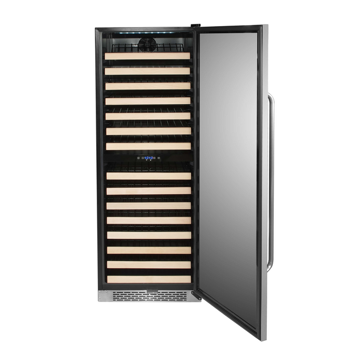Whynter 164 Bottle Built-in Stainless Steel Dual Zone Compressor Wine Refrigerator with Display Rack and LED display