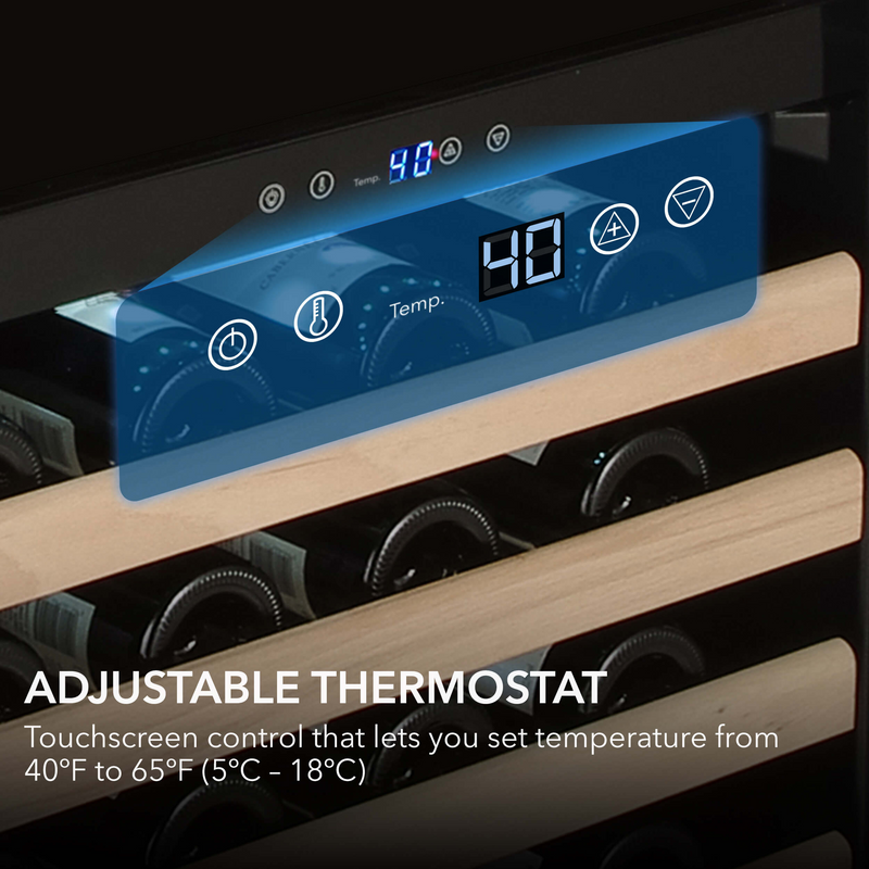 Whynter 166 Bottle Built-in Stainless Steel Compressor Wine Refrigerator with Display Rack and LED display