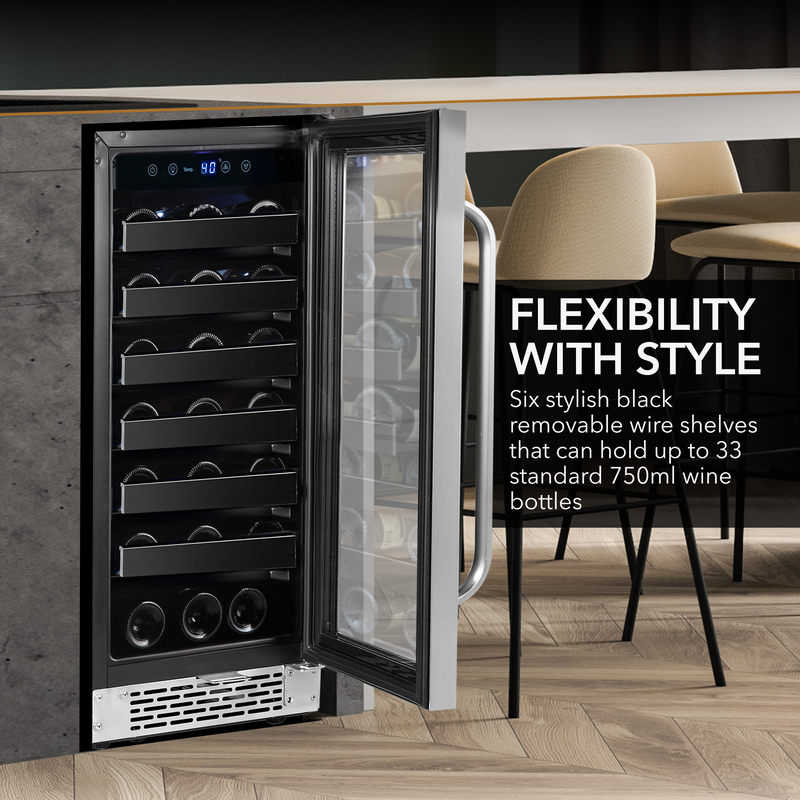 Whynter 15 inch Built-In 33 Bottle Undercounter Stainless Steel Wine Refrigerator