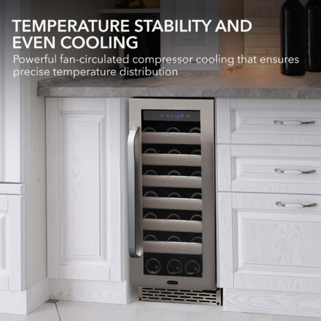 Whynter Elite 33 Bottle Seamless Stainless Steel Door Single Zone Built-in Wine Refrigerator