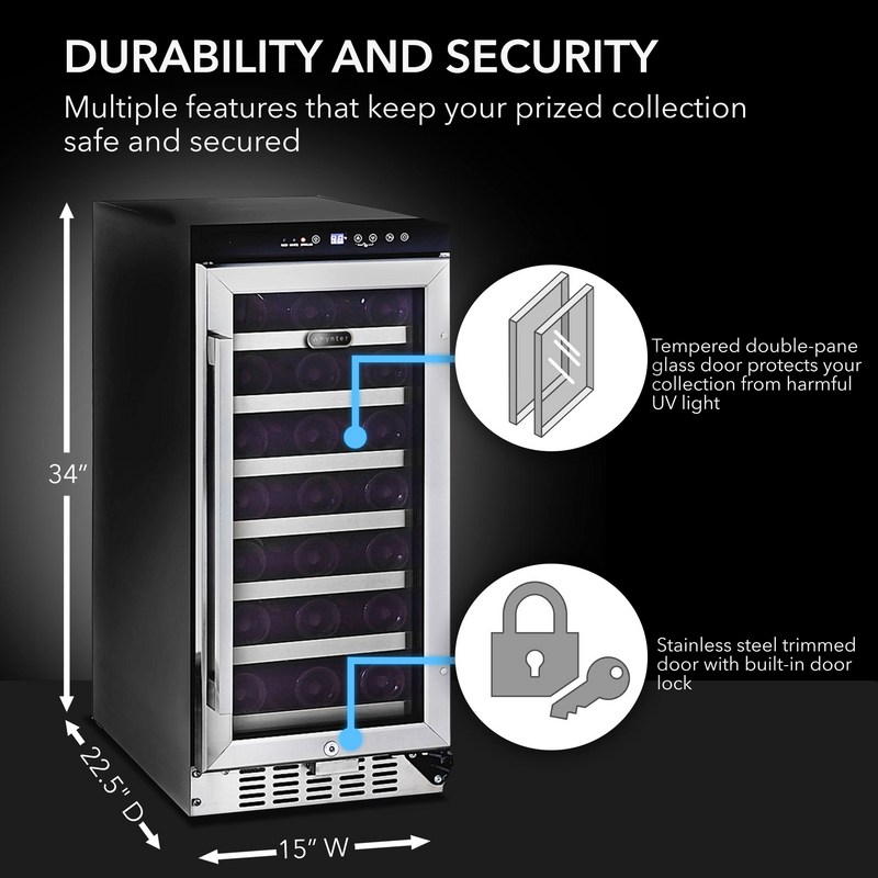 Whynter 33 Bottle Compressor Built-In Wine Refrigerator