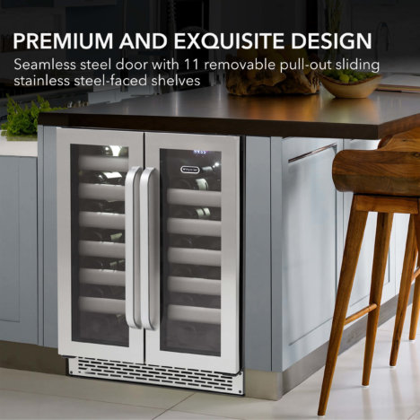 Whynter Elite 40 Bottle Seamless Stainless Steel Door Dual Zone Built-in Wine Refrigerator