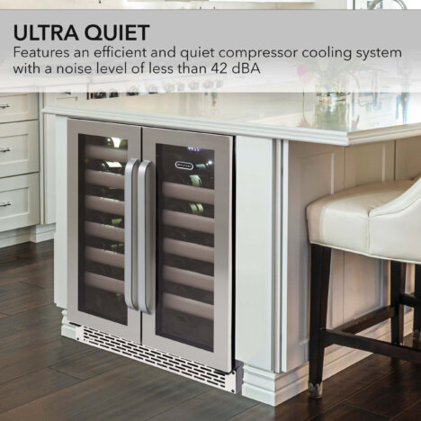 Whynter Elite 40 Bottle Seamless Stainless Steel Door Dual Zone Built-in Wine Refrigerator