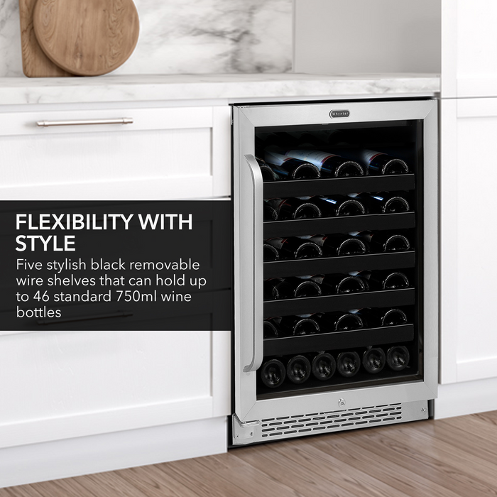 Whynter 24 inch Built-In 46 Bottle Undercounter Stainless Steel Wine Refrigerator