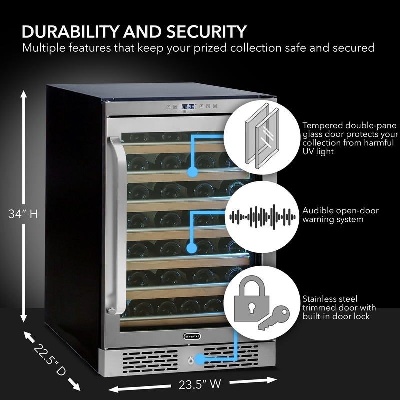 Whynter Elite Spectrum Lightshow 54 Bottle Stainless Steel 24 inch Built-in Wine Refrigerator