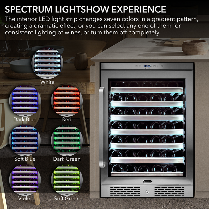 Whynter Elite Spectrum Lightshow 54 Bottle Stainless Steel 24 inch Built-in Wine Refrigerator