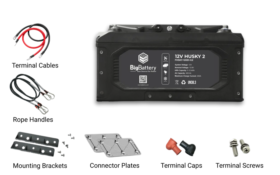 BigBattery 12V HUSKY 2 INV Lithium Battery 5.12Kwh 400Ah LiFePO4 Inverter - FHSKY-12051-G2-INV