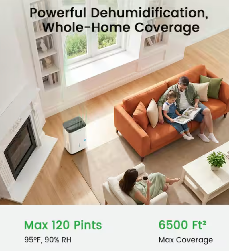 Waykar 150 pt. 7,500 sq. ft. Energy Star Dehumidifier with Pump, Auto Swing, Continuous Drain and Bucket for Basement in White - CHWA150PB