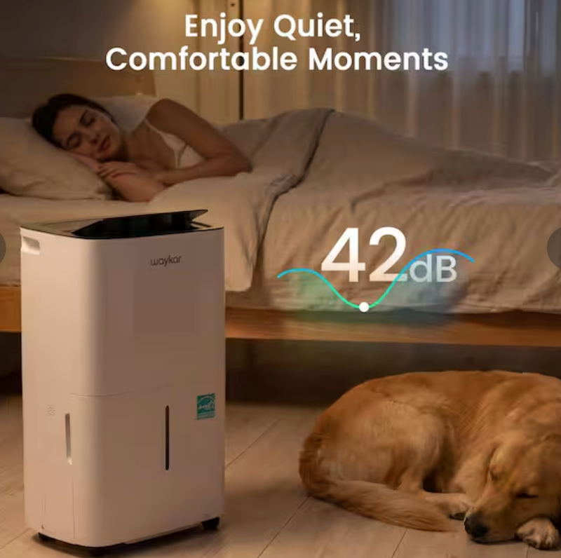 Waykar 150 pt. 7,500 sq. ft. Energy Star Dehumidifier with Pump, Auto Swing, Continuous Drain and Bucket for Basement in White - CHWA150PB