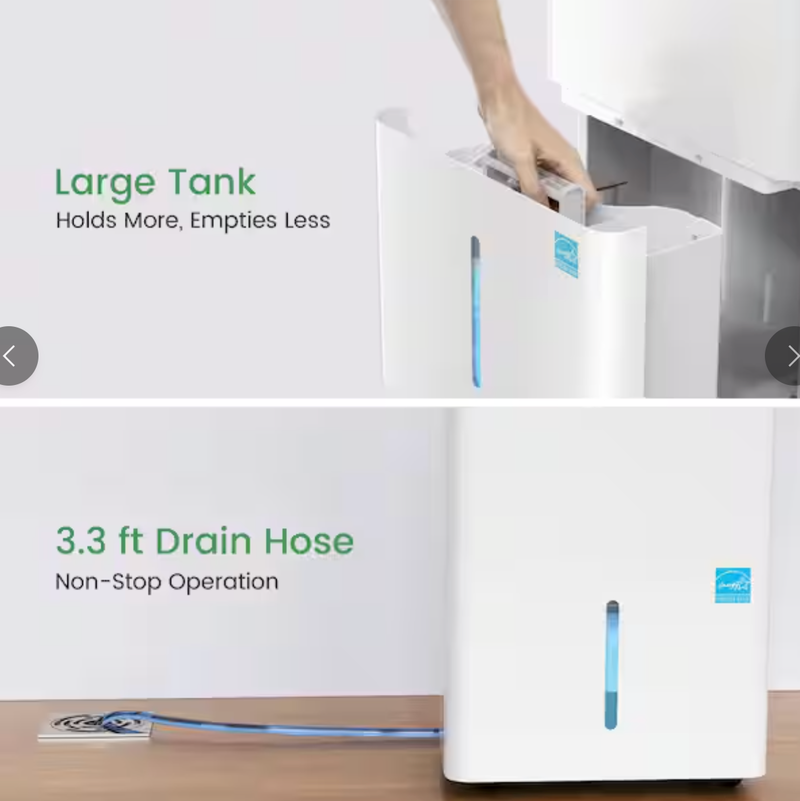 Waykar 120 pt. 6,000 sq. ft. Energy Star Dehumidifier for Basement with Drain Hose and Bucket for Basement, Bedroom in White - CTH120B
