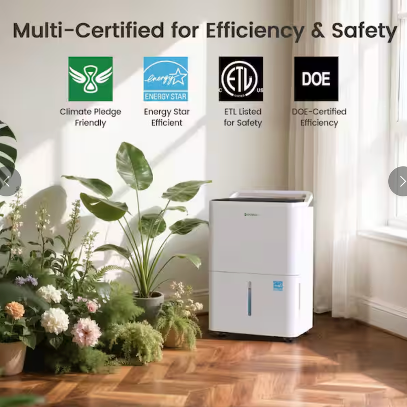 Waykar 30 pt. 2000 sq. ft. Energy Star Dehumidifier for Basement, Whole Room with Continuous Drain Hose and Bucket in White - CTH30C