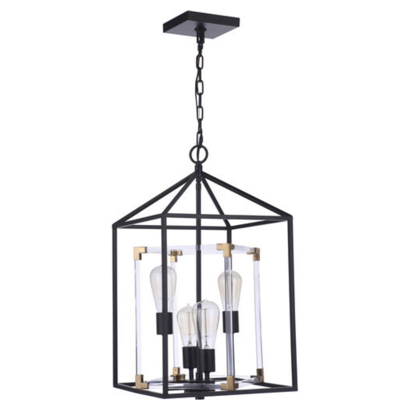 Craftmade Aaron 4 Light 13" Flat Black and Satin Brass Foyer Pendant Ceiling Light - P986FBSB4