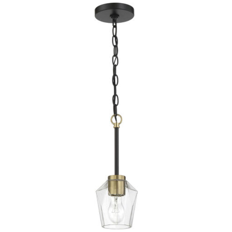Craftmade Avante Grand 1-Light 5-inch Flat Black and Satin Brass Mini Pendant Ceiling Light