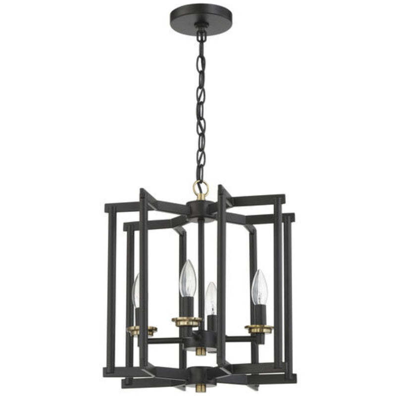 Craftmade Avante Grand 4 Light 14 inch Flat Black and Satin Brass Cage Foyer Light Ceiling Light - 56934-FBSB