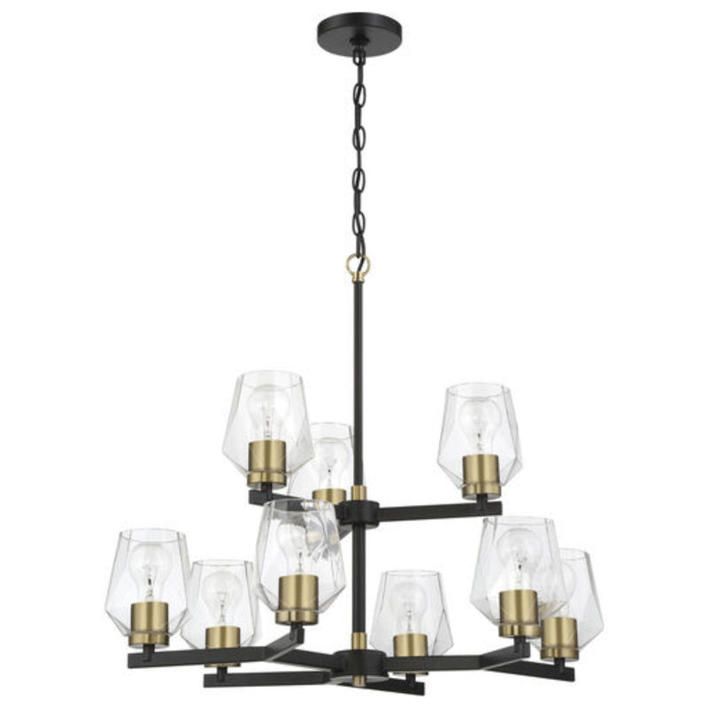 Craftmade Avante Grand 9 Light 25" Flat Black and Satin Brass Chandelier Ceiling Light - 56929-FBSB