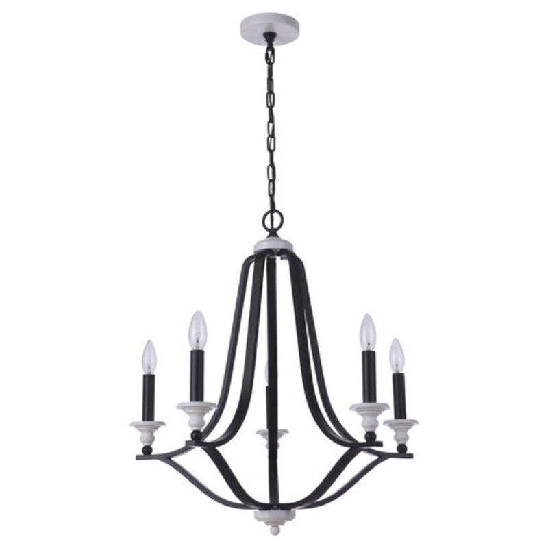 Craftmade Esme 5 Light 25" Flat Black and Matte White Chandelier Ceiling Light - 57625-FBMWW