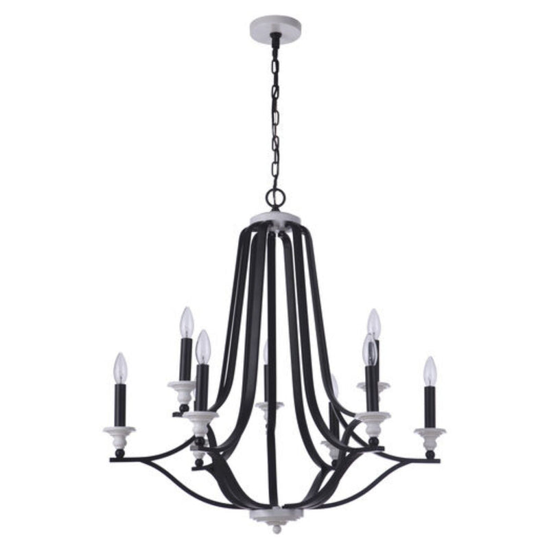 Craftmade Esme 9 Light 31" Flat Black and Matte White Chandelier Ceiling Light - 57629-FBMWW