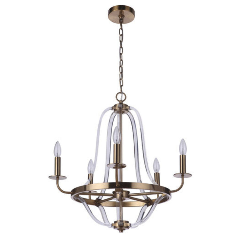 Craftmade Graclyn 5 Light 24" Satin Brass Chandelier Ceiling Light - 57725-SB