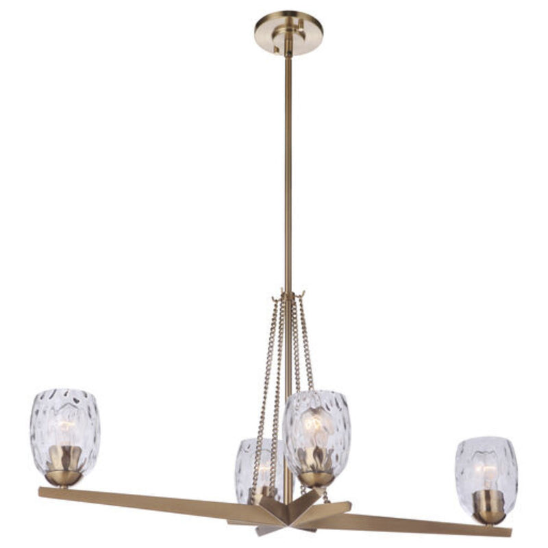 Craftmade Guiding Star 4 Light 33" Satin Brass Linear Chandelier Ceiling Light - 57374-SB